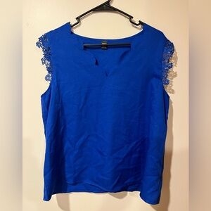 SHEIN Royal Blue Lace Accent Blouse